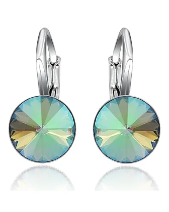 Cercei Argint 925 placat cu rodiu cu cristale Swarovski® Rivoli Leverback 8mm, Multicolor