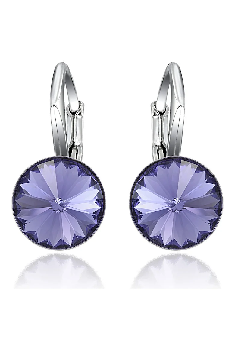 Cercei Argint 925 placat cu rodiu cu cristale Swarovski® Rivoli Leverback 8mm, Lavanda