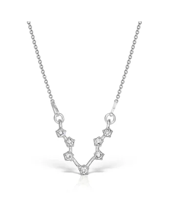 Colier Argint 925 placat cu rodiu cu cristale Swarovski® constelatie zodia varsator-, Alb Crystal