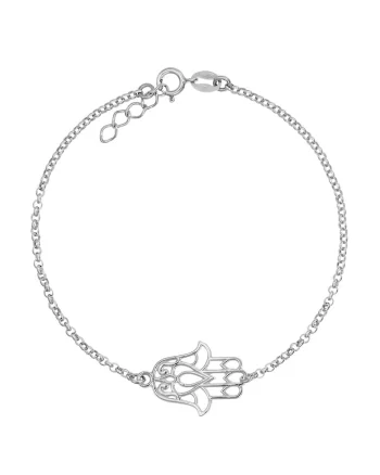 Bratara Argint 925 placat cu rodiu si charm Hamsa