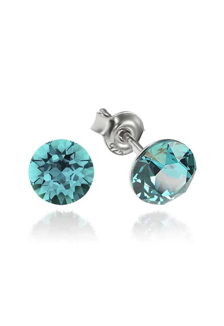 Cercei Argint 925 placat cu rodiu cu cristale Swarovski® Xirius 6mm, Albastru
