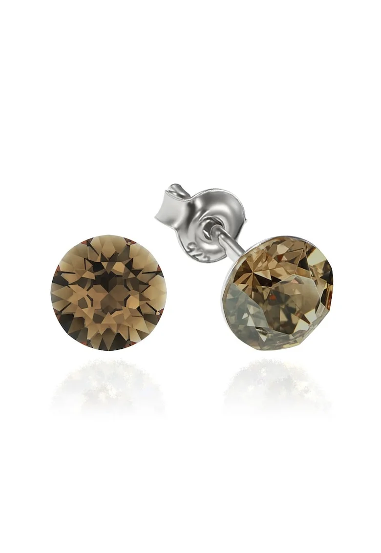 Cercei Argint 925 placat cu rodiu cu cristale Swarovski® Xirius 6mm, Maro