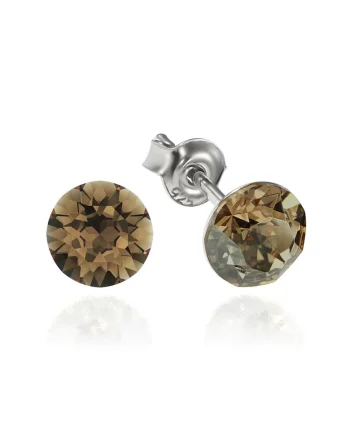 Cercei Argint 925 placat cu rodiu cu cristale Swarovski® Xirius 6mm, Maro