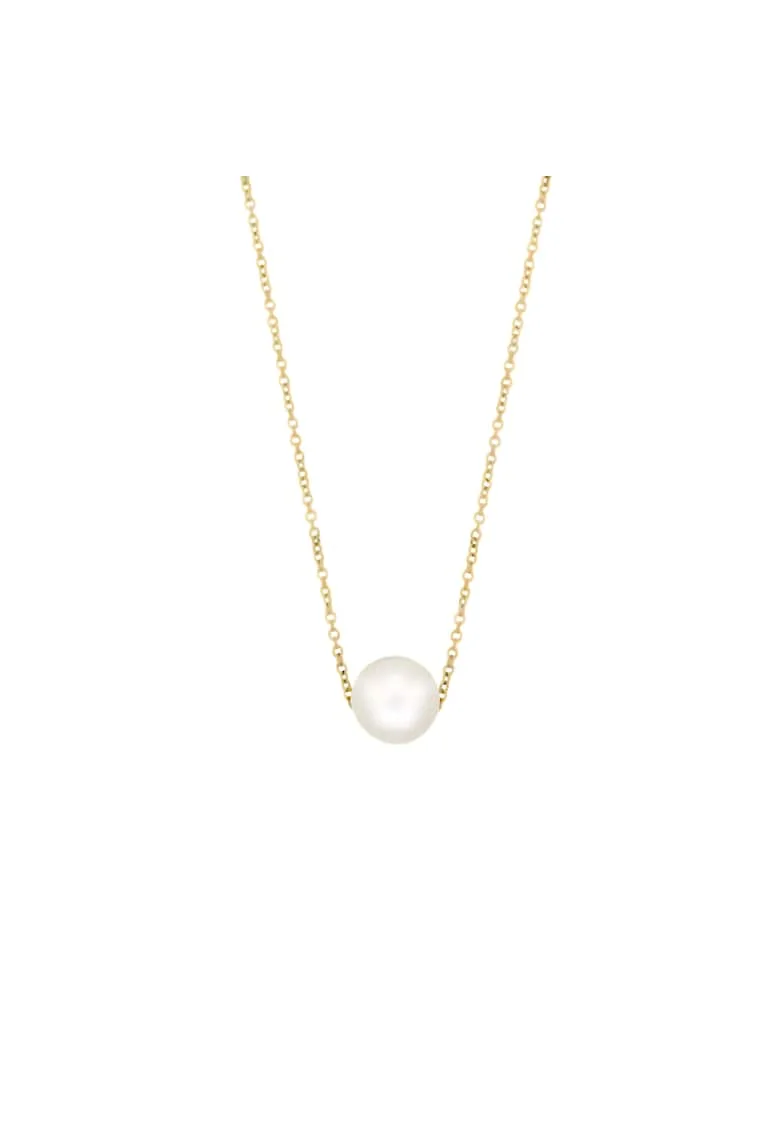 Colier Aur 585 -14K cu perla de cultura, lant 42 cm, Perla 8 mm