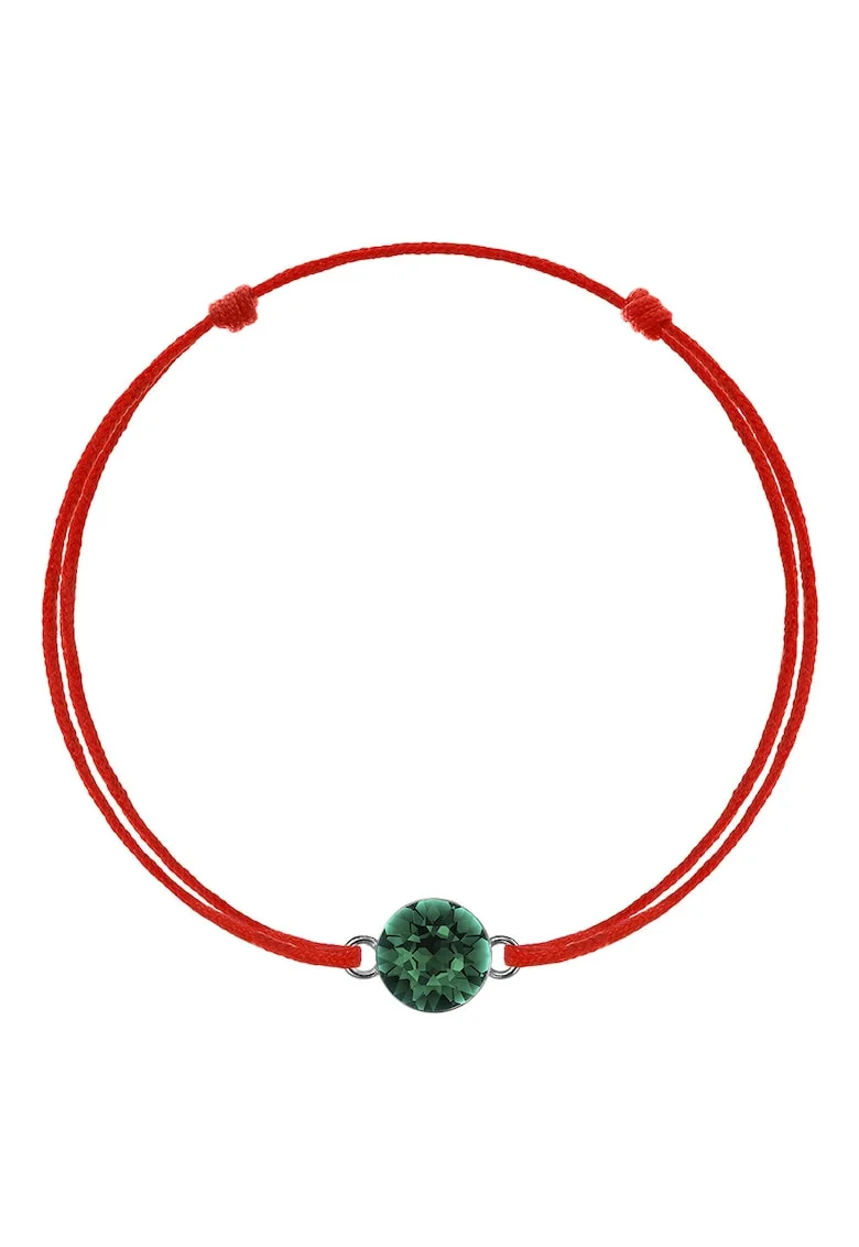 Bratara Kabbalah cu pandantiv din Argint 925 placat cu rodiu si Cristal Swarovski® Xirius 6mm, Verde