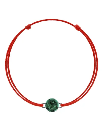 Bratara Kabbalah cu pandantiv din Argint 925 placat cu rodiu si Cristal Swarovski® Xirius 6mm, Verde