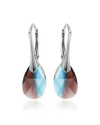 Cercei Argint 925 placat cu rodiu cu cristale Swarovski® Pear 16 mm, Multicolor
