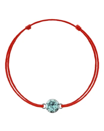 Bratara Kabbalah cu pandantiv din Argint 925 placat cu rodiu si Cristal Swarovski® Xirius 6mm, Turcoaz