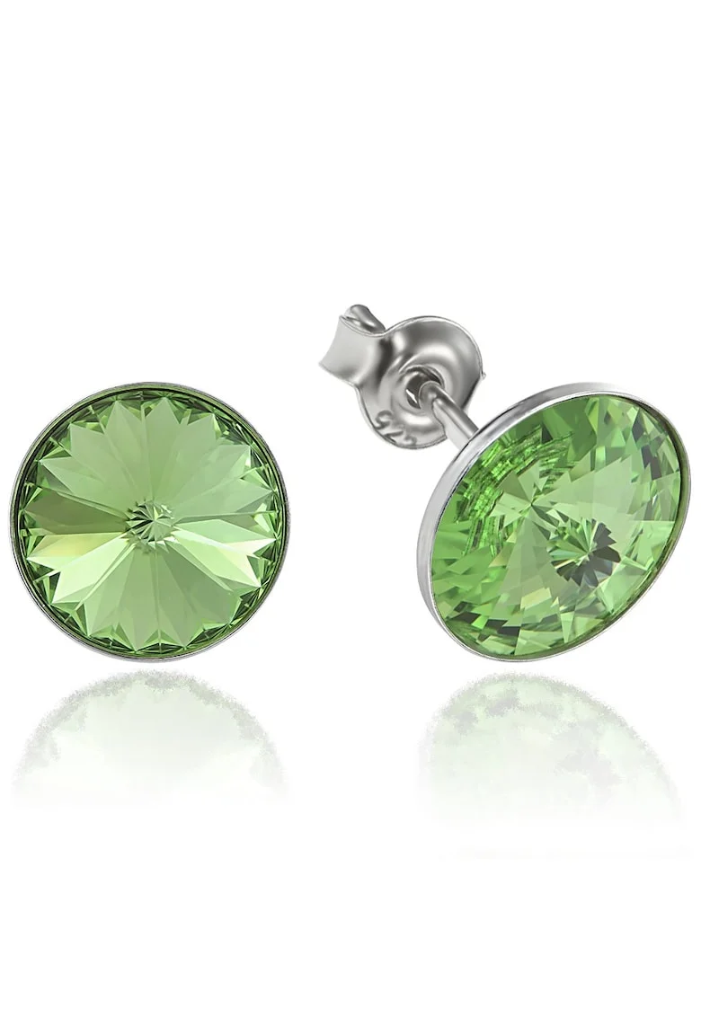 Cercei Argint 925 placat cu rodiu cu cristale Swarovski® Rivoli 8mm, Verde