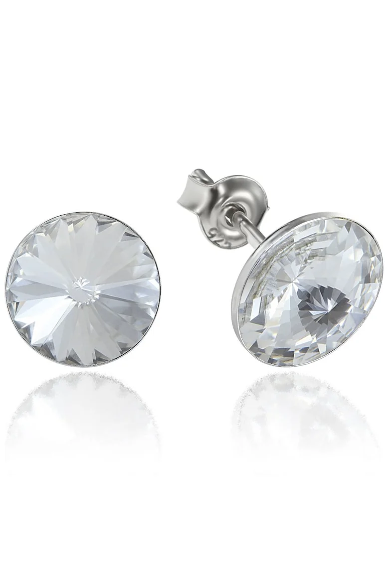 Cercei Argint 925 placat cu rodiu cu cristale Swarovski® Rivoli 8mm, Alb