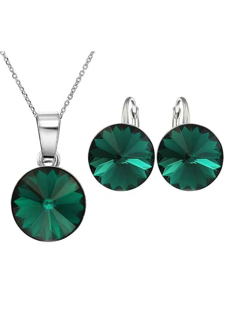 Set Argint 925 placat cu rodiu cu cristale Swarovski® Rivoli 10mm Leverback, Verde