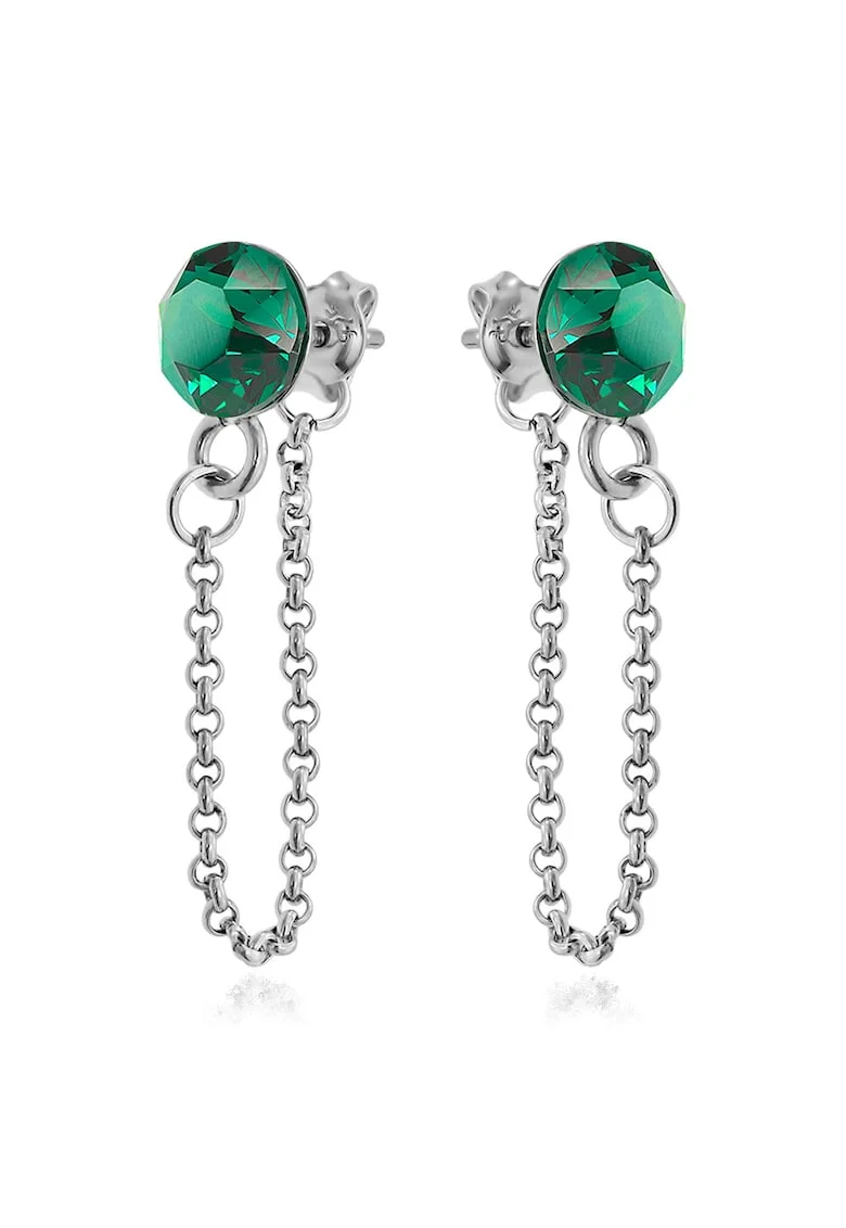 Cercei Argint 925 placat cu rodiu cu cristale Swarovski® Xirius Chain, Verde
