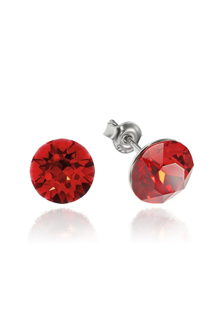 Cercei Argint 925 placat cu rodiu cu cristale Swarovski® Xirius 8mm, Rosu