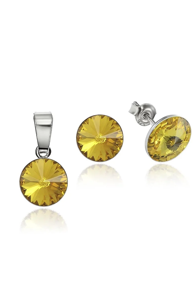 Set Argint 925 placat cu rodiu cu cristale Swarovski® Rivoli 8mm, Galben