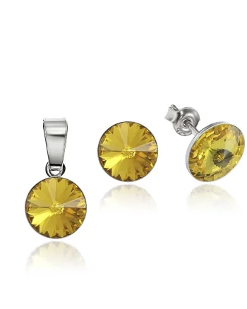 Set Argint 925 placat cu rodiu cu cristale Swarovski® Rivoli 8mm, Galben