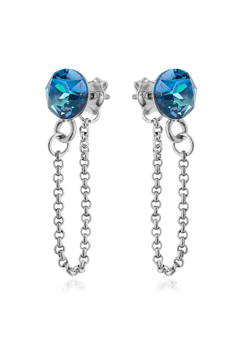Cercei Argint 925 placat cu rodiu cu cristale Swarovski® Xirius Chain, Bleumarin