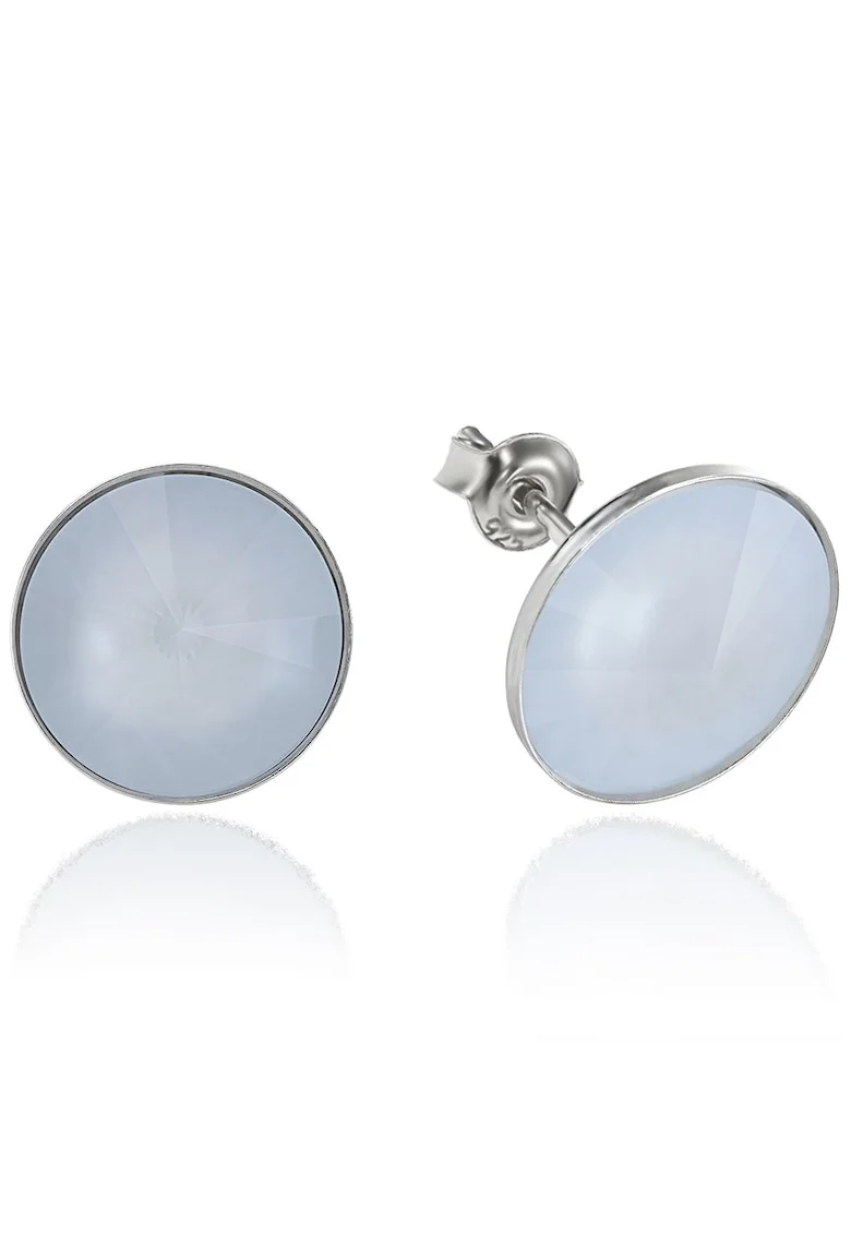 Cercei Argint 925 placat cu rodiu cu cristale Swarovski® Rivoli 12mm, Albastru mat