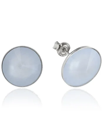 Cercei Argint 925 placat cu rodiu cu cristale Swarovski® Rivoli 12mm, Albastru mat