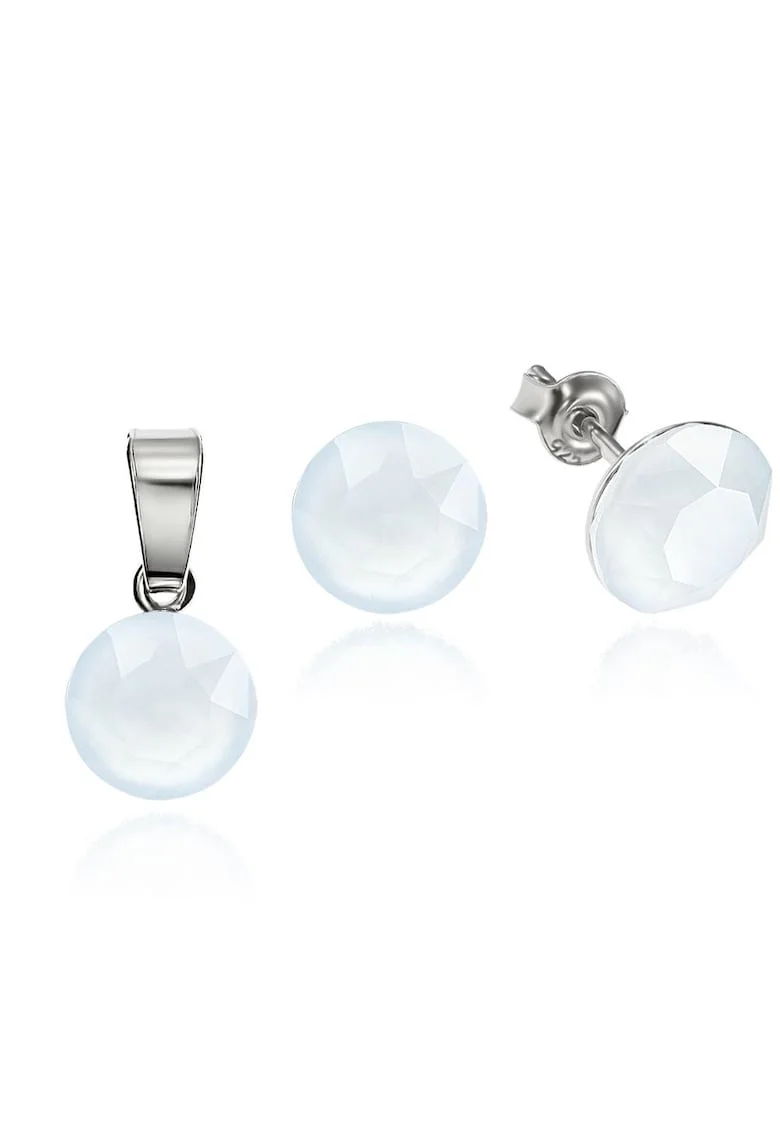 Set Argint 925 placat cu rodiu cu cristale Swarovski® 8mm, Albastru prafuit