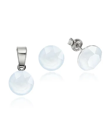 Set Argint 925 placat cu rodiu cu cristale Swarovski® 8mm, Albastru prafuit