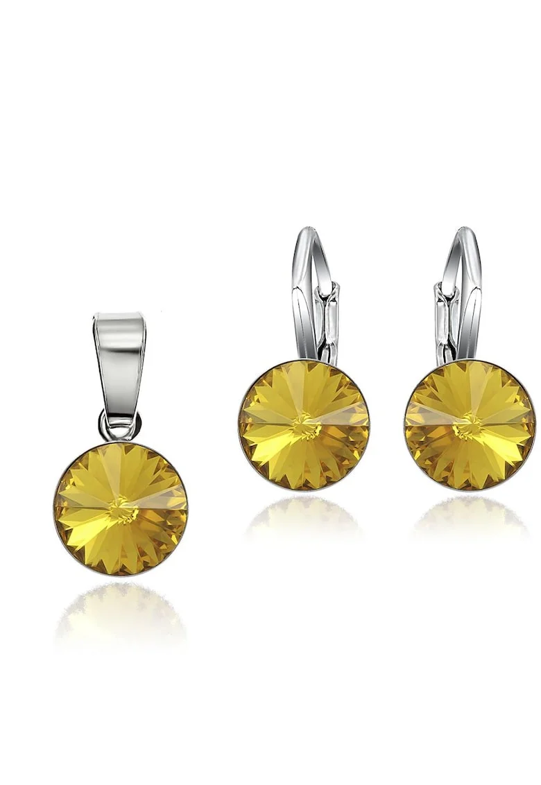 Set Argint 925 placat cu rodiu cu cristale Swarovski® Rivoli 8mm LRS, Galben