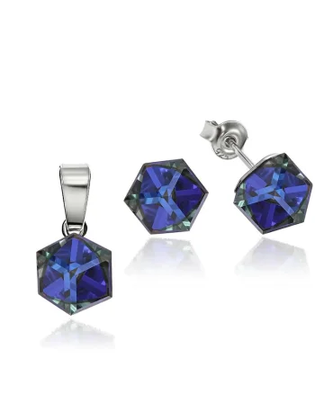 Set Argint 925 placat cu rodiu cu cristale Swarovski® Cubic 6mm, Surub, Mov