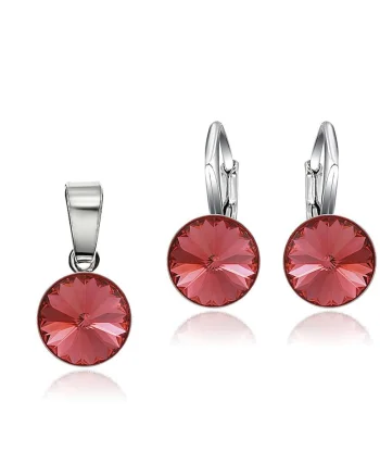 Set Argint 925 placat cu rodiu cu cristale Swarovski® Rivoli 8mm LRS, Portocaliu