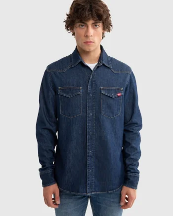 Camasa din denim cu buzunare pe piept Chuck LS 761