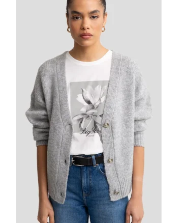 Cardigan uni din amestec de lana Kardica 901