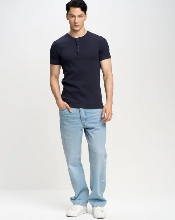 Tricou barbati  Basicag 403, bleumarin, bumbac moale, croiala simpla