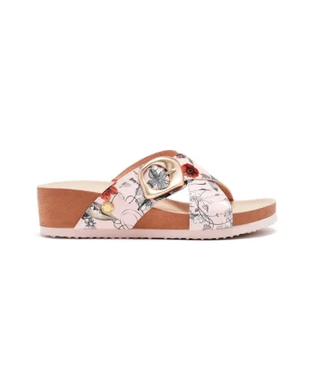 Papuci cu talpa wedge si barete incrucisate Uxbridge, Roz