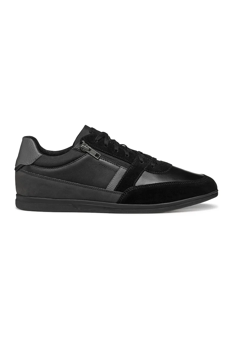 Pantofi sport de piele cu insertii de piele intoarsa, Negru