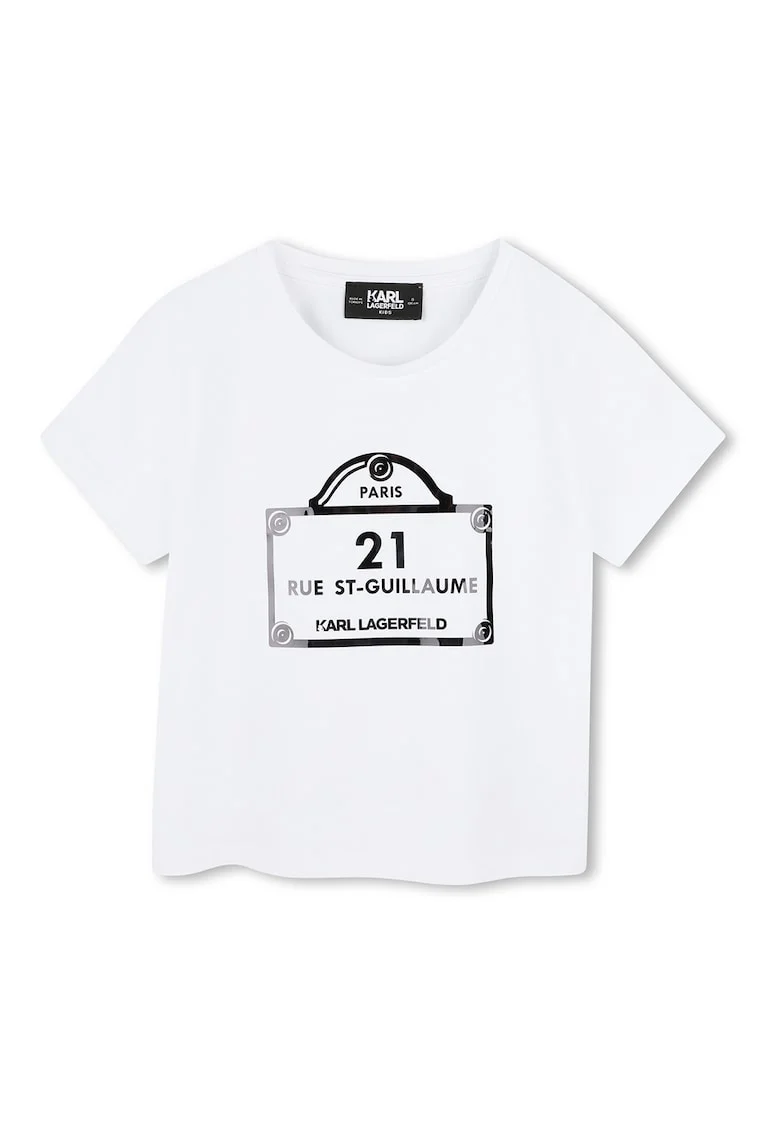 Tricou din bumbac cu imprimeu logo, Negru/Alb optic