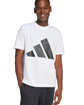 Tricou cu decolteu la baza gatului si imprimeu logo, Negru/Alb optic
