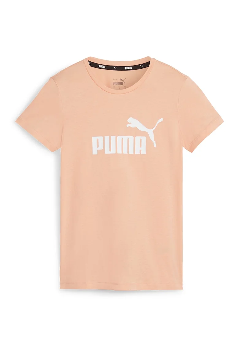 Tricou din bumbac cu imprimeu logo Essentials, Piersica