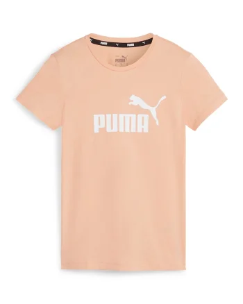Tricou din bumbac cu imprimeu logo Essentials, Piersica
