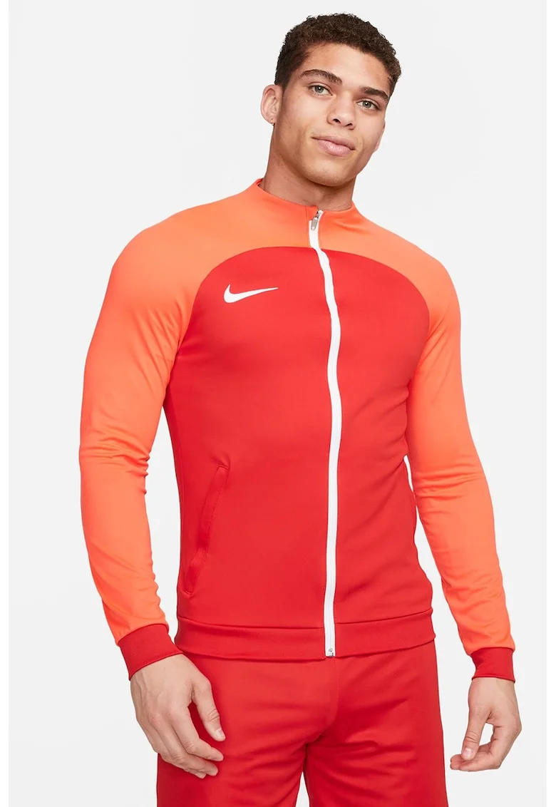 Bluza cu tehnologie Dri-FIT si fermoar pentru fitness Academy, Rosu/Portocaliu mandarina
