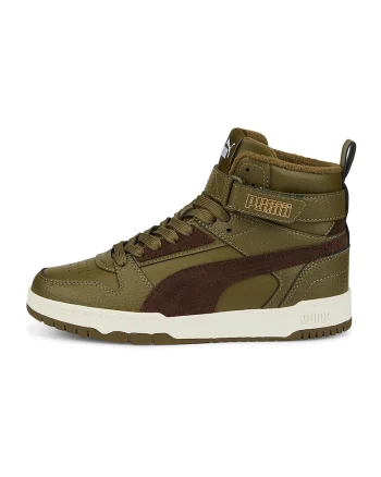 Pantofi sport mid-high de piele si piele ecologica RBD Game, Kaki