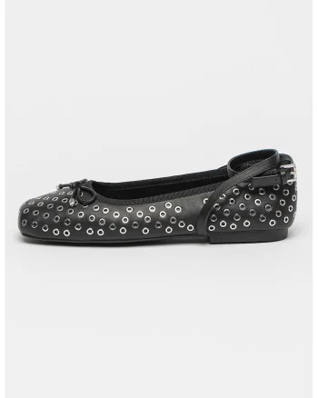 Balerini din piele cu anouri metalice Collette, Negru