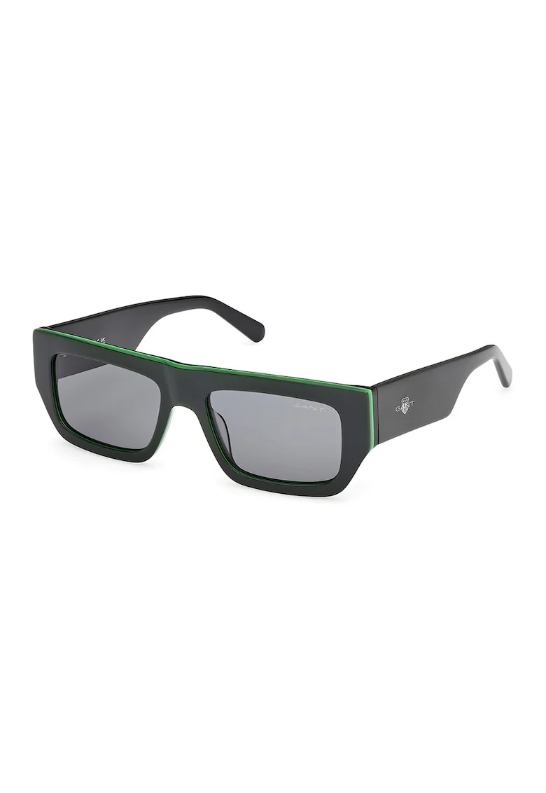 Ochelari de soare dreptunghiulari unisex, Verde/Negru stins