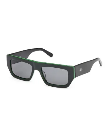 Ochelari de soare dreptunghiulari unisex, Verde/Negru stins