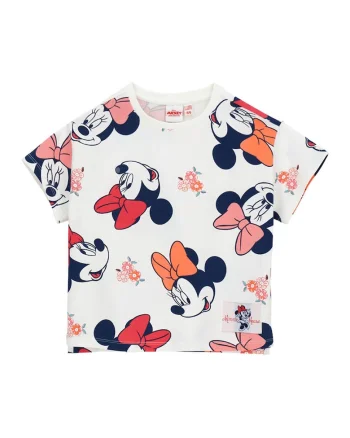 Tricou cu imprimeu si decolteu rotund, Rosu/Alb murdar/Bleumarin