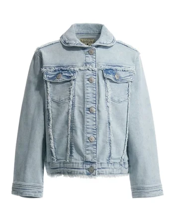 Jacheta din denim cu aspect decolorat, Albastru glaciar