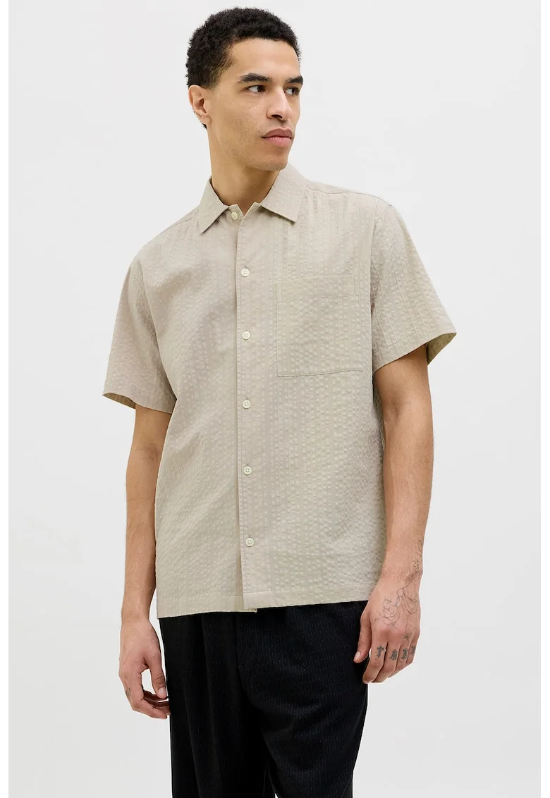 Camasa texturata relaxed fit, Bej