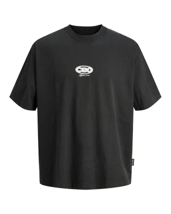 Tricou din bumbac cu model abstract, Negru/Galben murdar