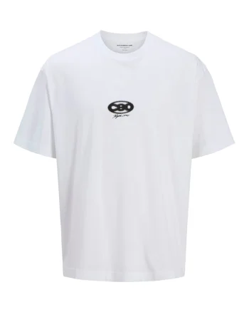 Tricou din bumbac cu model abstract, Alb/Negru/Portocaliu persan