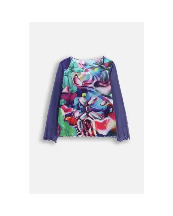 Set de top si bluza semitransparenta din plasa, Multicolor
