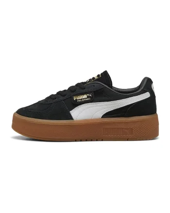 Pantofi sport de piele intoarsa flatform Palermo Elevata, Alb/Auriu/Negru