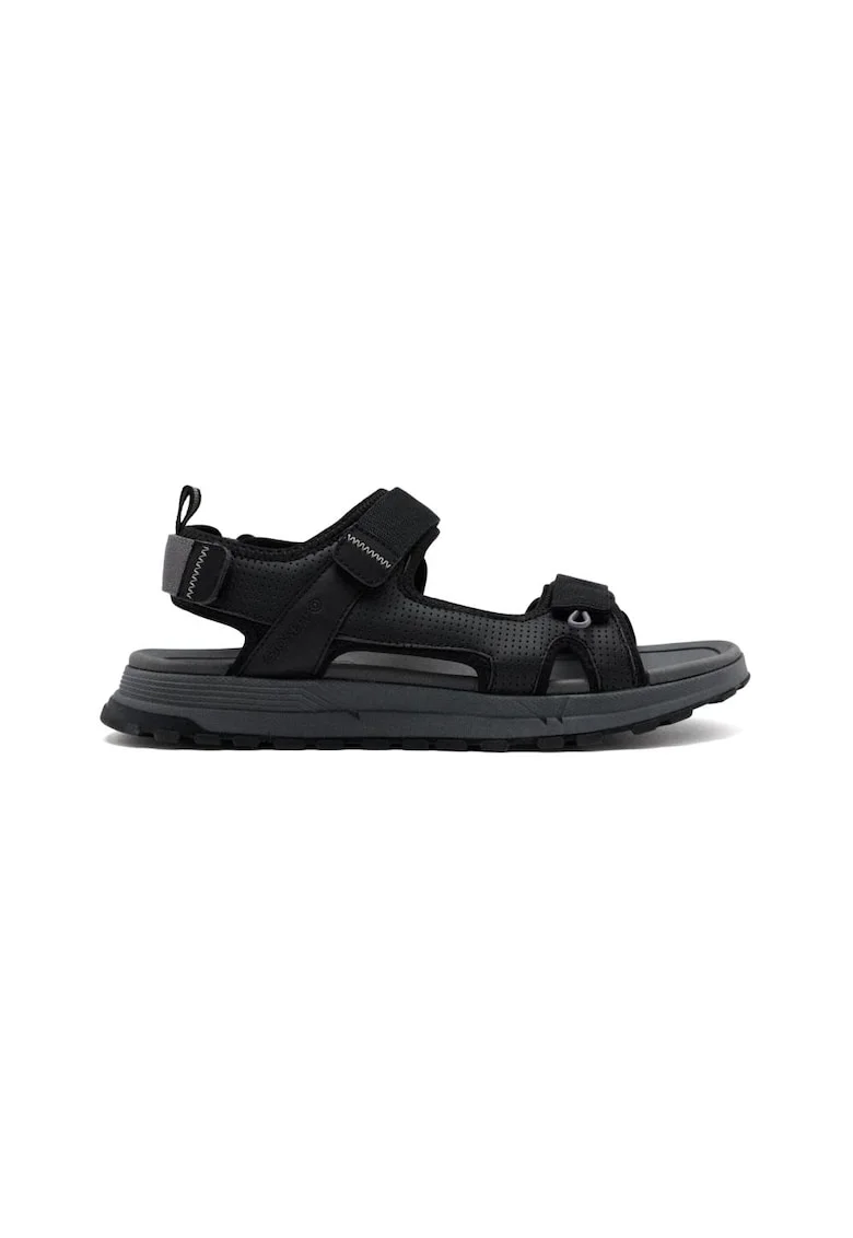 Sandale din piele ecologica cu inchidere velcro Harwinton, Negru