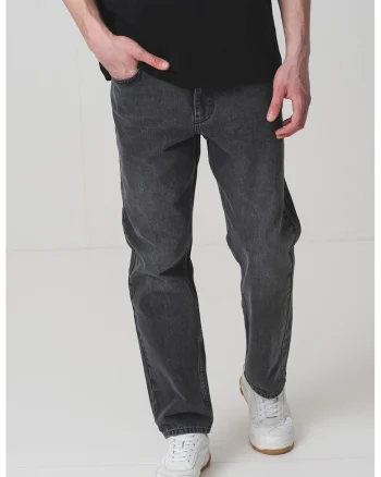 Blugi drepti cu logo, Negru stins